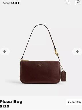 Coach Plaza Shoulder Bag in Dark Brown with Gold Hardware. PRICE FIRM